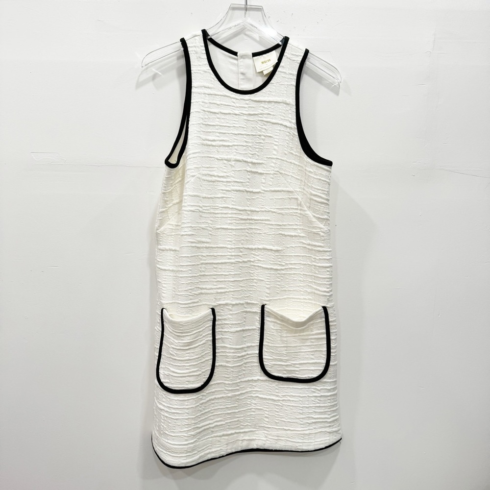 Anthropologie Maeve Patch Pocket Mini Dress White Black Size Small - Picture 2 of 11